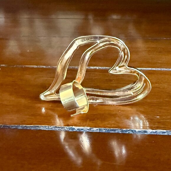 NEW Exaggerated Large Hollow Double Hearts Adjustable Ring - Picture 5 of 8